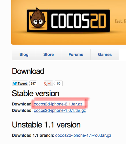 cocos2d 2.1 インストール